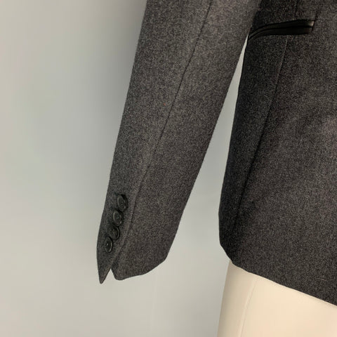 THE KOOPLES Size 38 Charcoal Black Wool Peak Lapel Sport Coat
