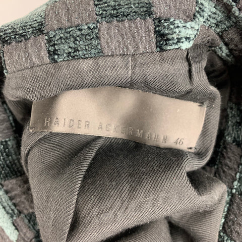 HAIDER ACKERMANN Size S Blue Black Checkered Rayon Blend Coat