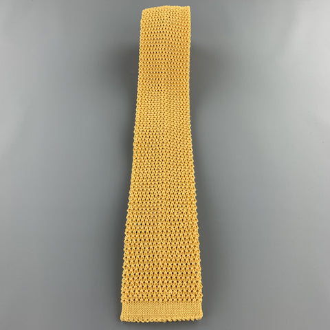 BUDD Knitted Mustard Gold Silk Textured Knit Tie