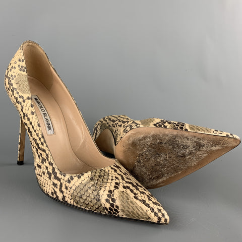 MANOLO BLAHNIK Taille 8 Escarpins en Phython Naturel