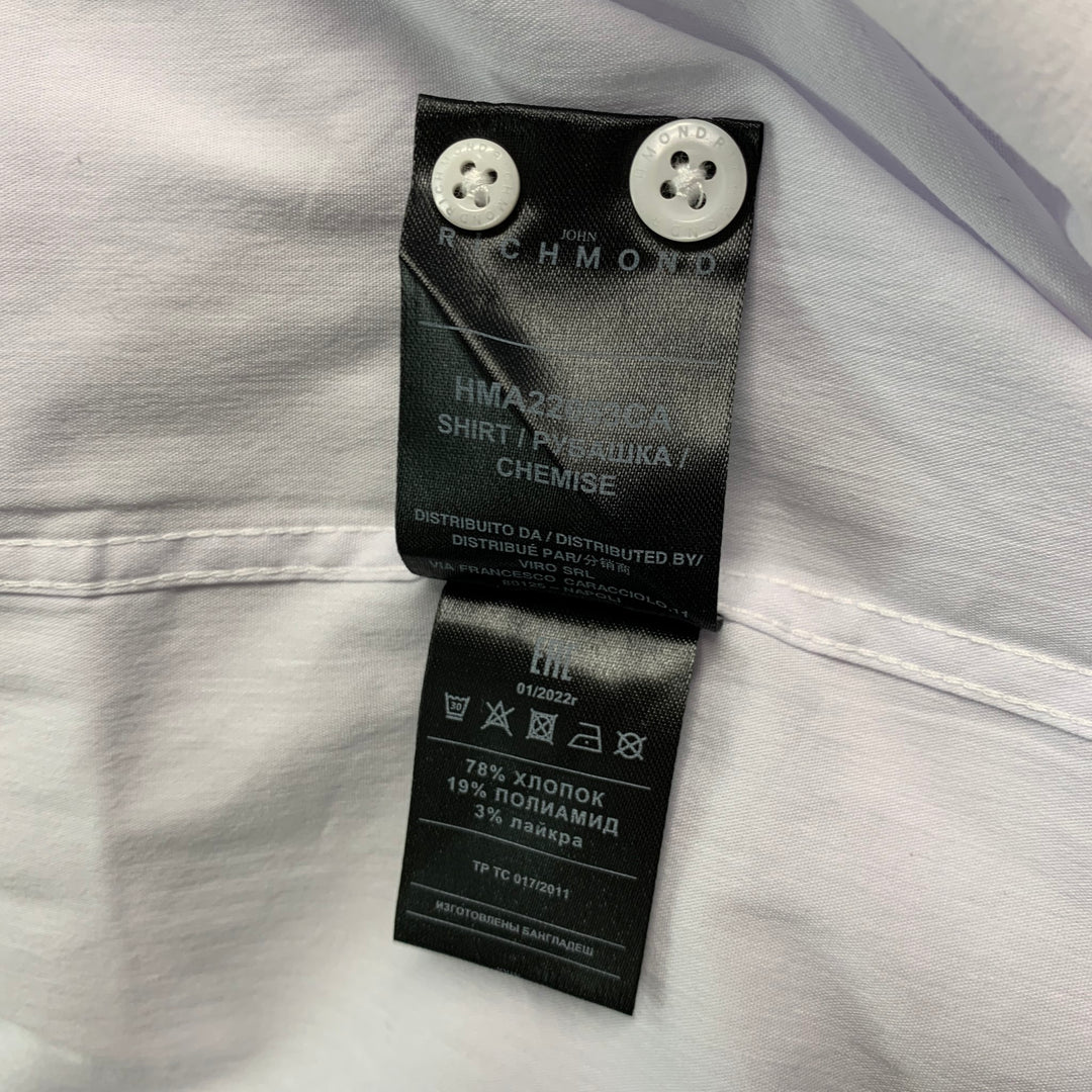 JOHN RICHMOND Taille XL Chemise à manches longues boutonnée en mélange de coton uni blanc