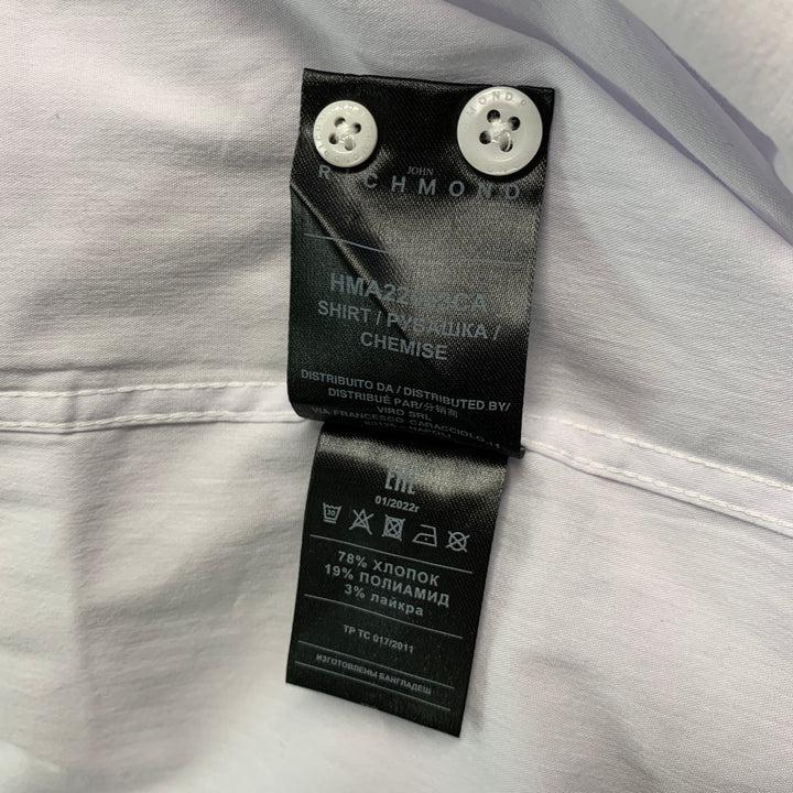 JOHN RICHMOND Taille XL Chemise à manches longues boutonnée en mélange de coton uni blanc
