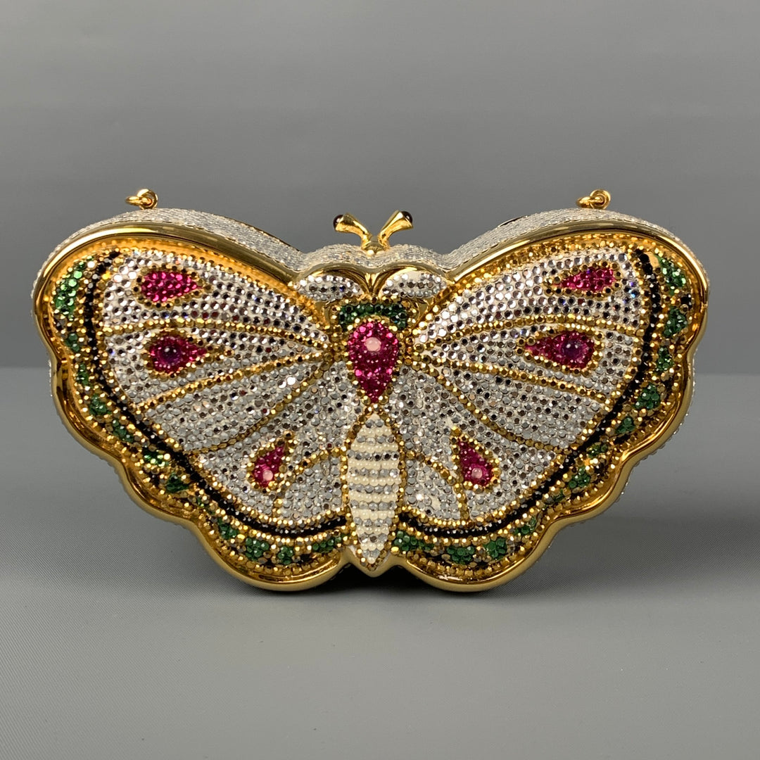 Vintage JUDITH LEIBER Gold Multi-Color Butterfly Rhinestones Handbag