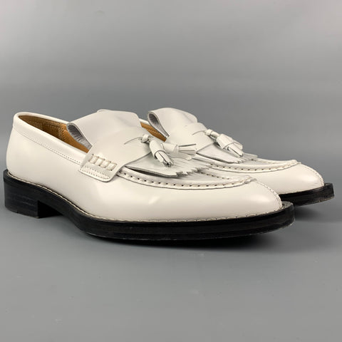 AMI by ALEXANDRE MATTIUSSI Size 9 White Leather Tassels Spazzo Moccasin Loafers