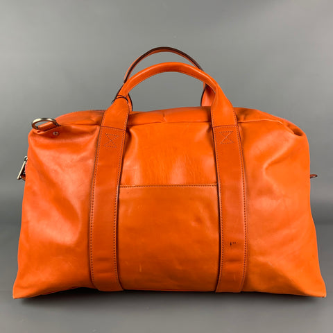 JACK SPADE Orange Leather Rectangle Duffle Bag