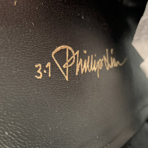 3.1 PHILLIP LIM Talla 9 Botas tipo sandalia con punta abierta de cuero negro