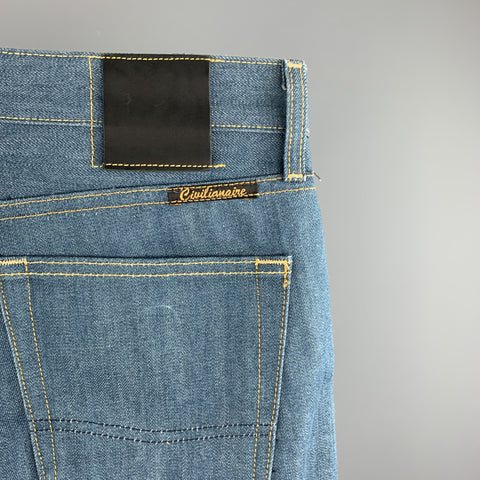 CIVILIANAIRE Size 34 Blue Contrast Stitch Selvedge Denim Zip Fly Jeans