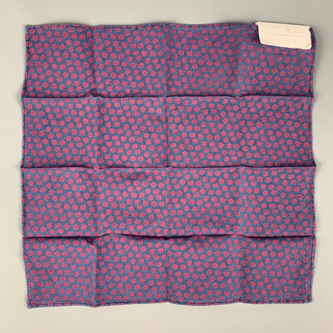 BRUNELLO CUCINELLI Pañuelo de bolsillo de algodón y lino floral rojo marino
