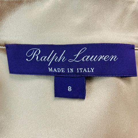 RALPH LAUREN Size 8 Beige Silk Blouse Dress Top