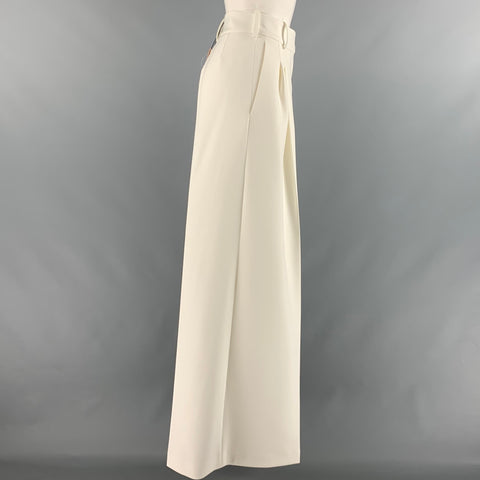 ALEXANDER VAUTHIER Taille 8 Pantalon habillé en polyester élasthanne blanc cassé