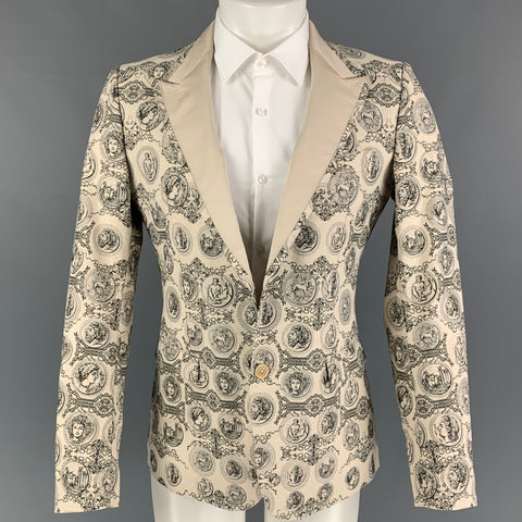 DOLCE &amp; GABBANA Talla 38 Abrigo deportivo de mezcla de algodón con estampado negro gris claro