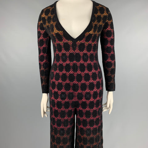 M MISSONI Taille L Combinaison jambe large en tricot noir jaune rose