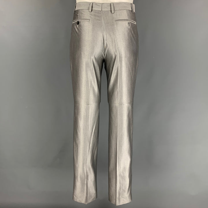 TED BAKER Size 36 Grey Wool Silk Notch Lapel 3 Piece Suit