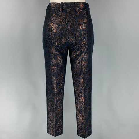 3.1 PHILLIP LIM Size 2 Navy & Copper Polyester / Cotton Metallic Dress Pants