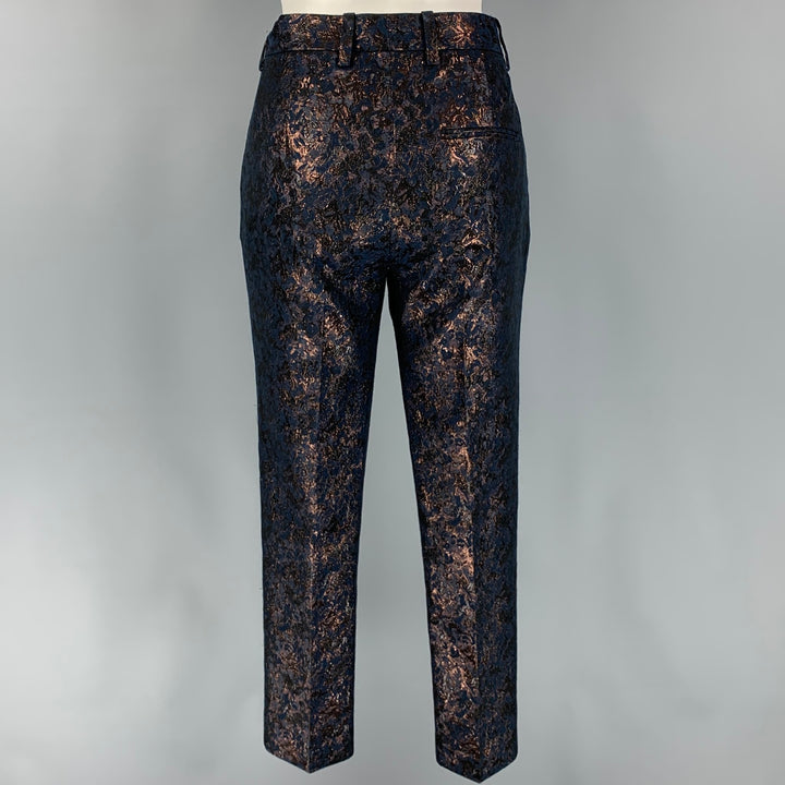 3.1 PHILLIP LIM Size 2 Navy & Copper Polyester / Cotton Metallic Dress Pants
