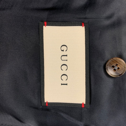 GUCCI Size 36 Regular Charcoal Navy Royal Bee Embroidery Wool Sport Coat