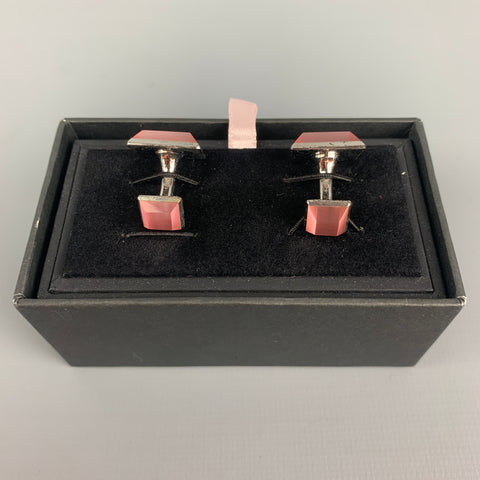THOMAS PINK Pink Silver Tone Cuff Links