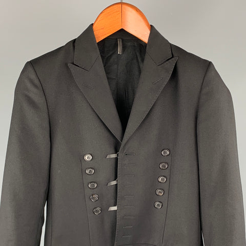 DIOR HOMME Taille 34 Manteau de sport à revers en laine unie noire