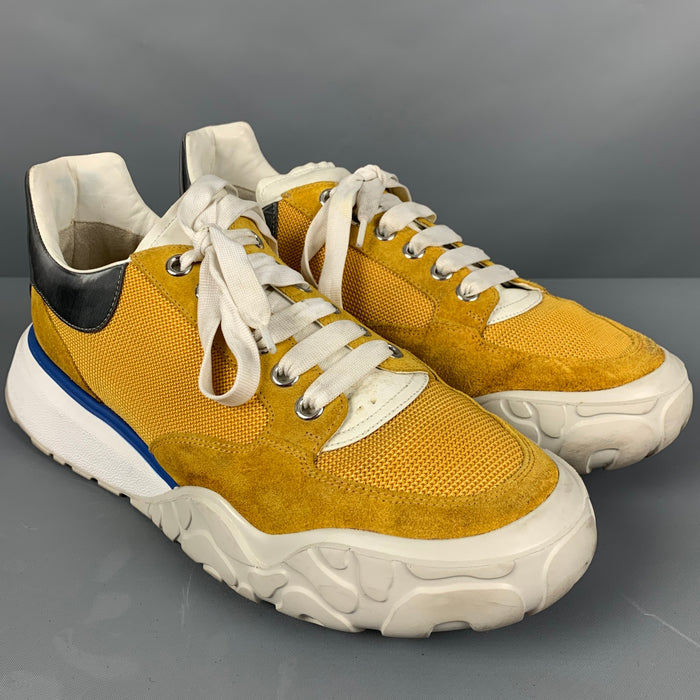 ALEXANDER MCQUEEN Size 11 Yellow Grey Color Block Nylon Sneakers