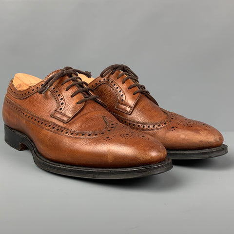 CHURCH'S Size 10.5 Tan Leather Wingtip Lace Up Shoes