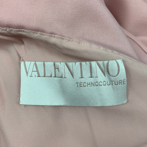 VALENTINO Size 6 Blush Wool Ruffled One Shoulder Cocktail Dress