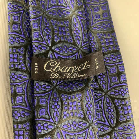 CHARVET Black Purple Circles Silk Tie