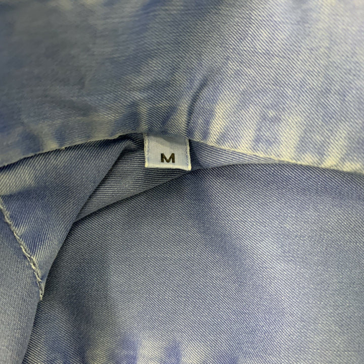 KITON Camisa Manga Larga Un Bolsillo Algodón Lavado Azul Talla M