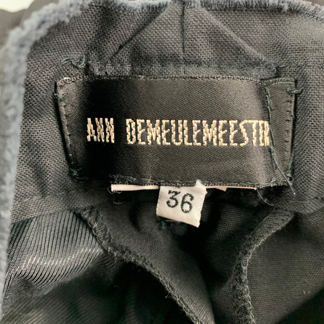 ANN DEMEULEMEESTER Size 4 Black Wool Peak Lapel Pants Suit