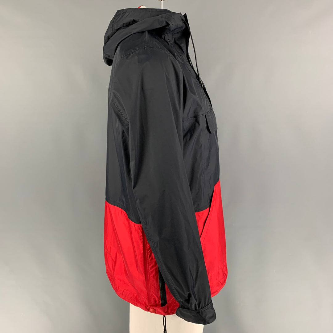 COMME des GARCONS HOMME Size L Navy Red Color Block Nylon Jacket