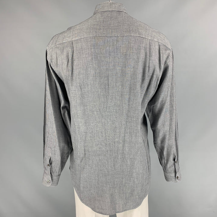 ERMENEGILDO ZEGNA Soft Size L Grey Button Down Long Sleeve Shirt