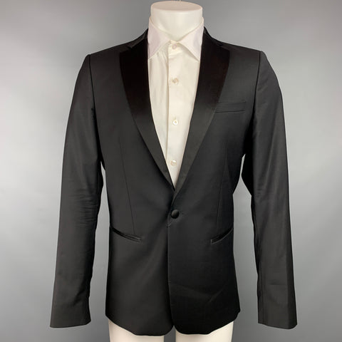 PAUL & JOE Size 38 Black Wool Blend Notch Lapel Sport Coat