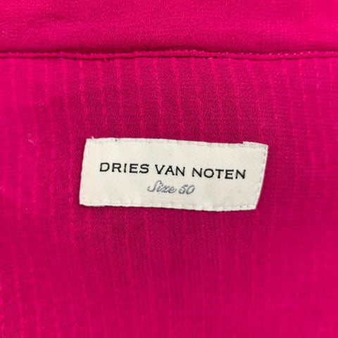 DRIES VAN NOTEN Size M Pink Sequined Viscose Hidden Placket Long Sleeve Shirt