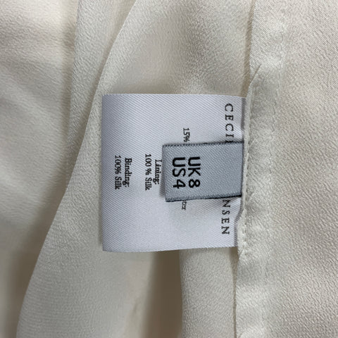 CECILIE BAHNSEN AW 19 Size 4 Off White Cotton / Polyester Sofie Floral-Jacquard Devoré Midi Dress