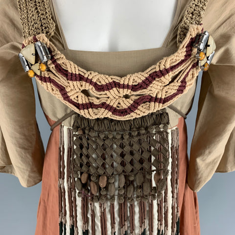 MARNI Size 4 Beige Brick Aplique A-Line Dress