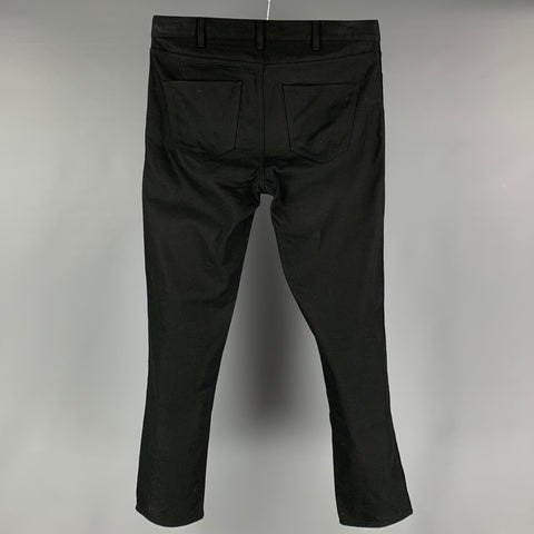 CELINE Size 34 Black Solid Cotton Zip Fly Jeans