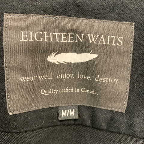 EIGHTEEN WAITS Size M Black Solid Cotton Patch Pockets Long Sleeve Shirt