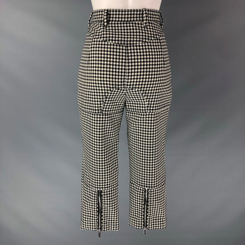 MIU MIU Size 2 Black White Wool Gingham Casual Pants
