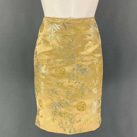 KIMERA Size S Yellow Silk Chinoiserie Skirt