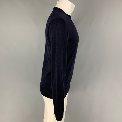 VERSACE COLLECTION Size L Navy Knitted Merino Wool Pullover
