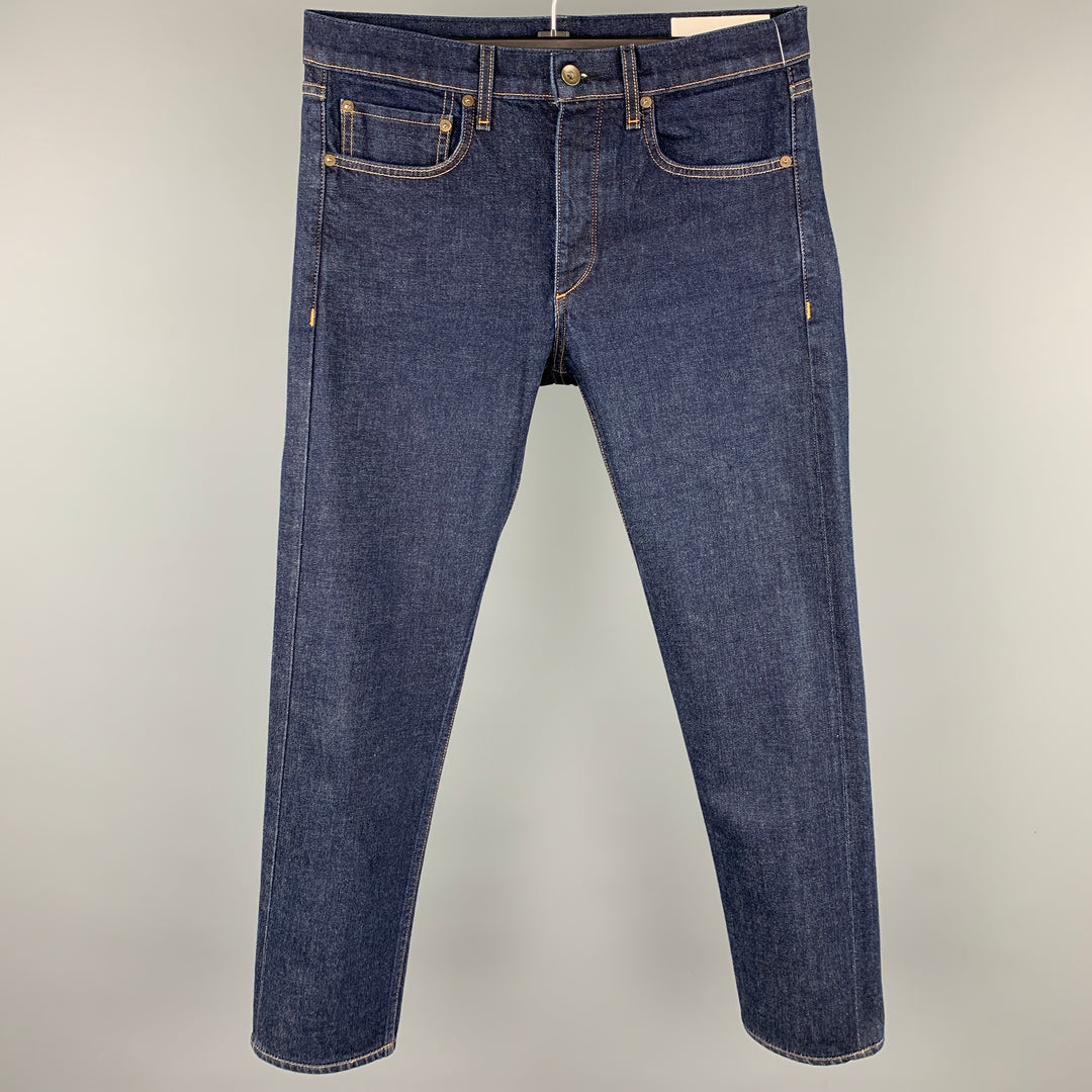 RAG & BONE Size 31 Indigo Contrast Stitch Selvedge Denim Button Fly Slim Jeans