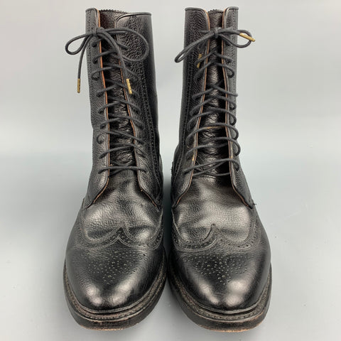 FLORSHEIM by Duckie Brown Size 10 Black Perforated Leather Lace Up Boots