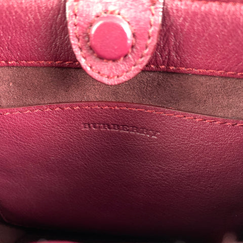 BURBERRY Burgundy Fringe Suede Cross Body Handbag