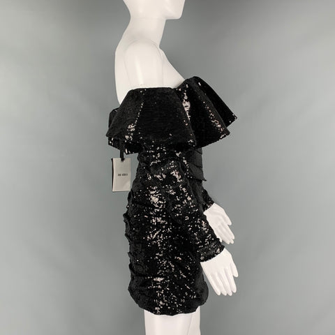 ATTICO Size 0 Black Polyester Sequined Mini Dress