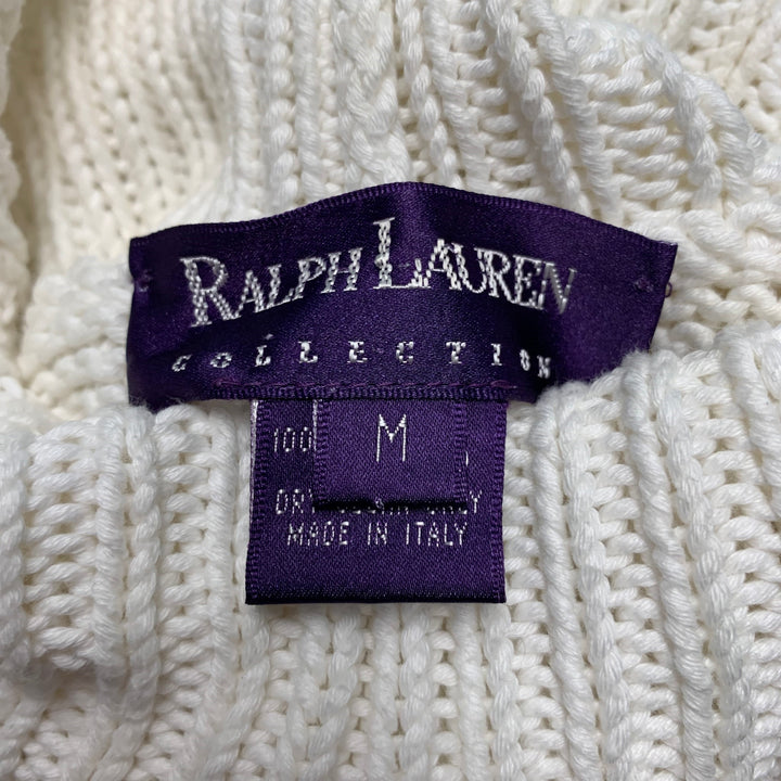 RALPH LAUREN Size M White Cotton Turtleneck Casual Top