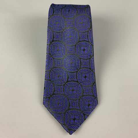 CHARVET Black Purple Circles Silk Tie