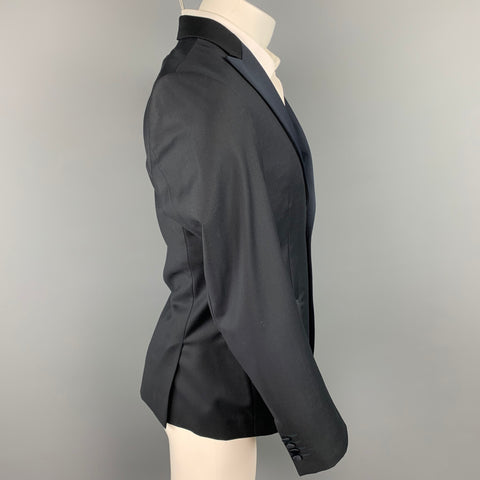 CALVIN KLEIN COLLECTION Size 36 Black Wool Peak Lapel Sport Coat