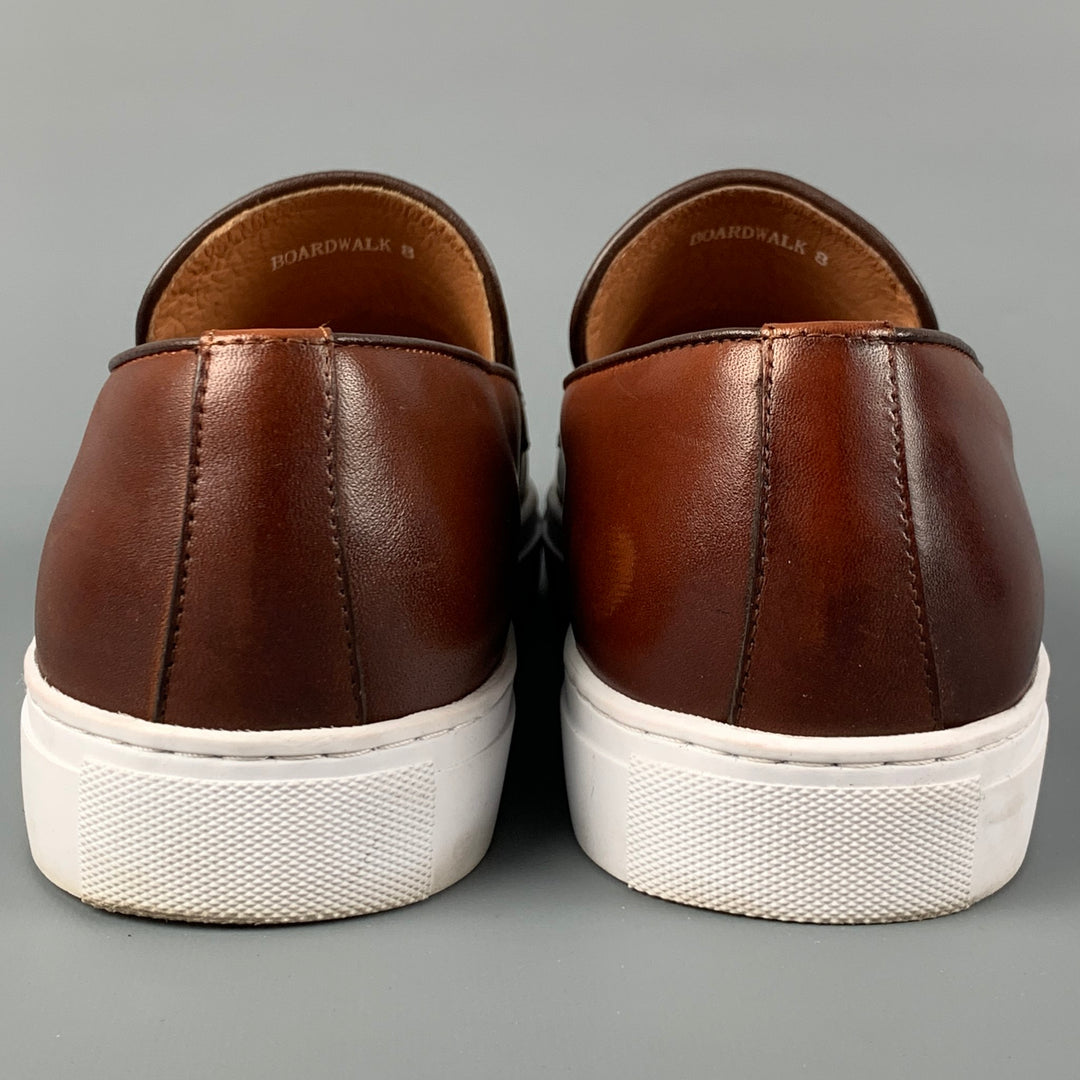 COLLECTION Size 8 Brown White Leather Boat Shoe Loafers