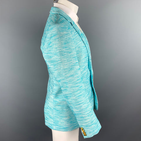 MR. TURK Size 40 Aqua Woven Viscose Blend Notch Lapel Sport Coat