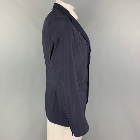 NVY by NICK WOOSTER Size L Navy Mixed Patterns Single Breasted Sport Coat