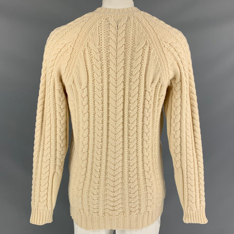 BURBERRY PRORSUM Automne Hiver 2011 Taille XL Crème Câble Tricot Laine / Cachemire Pull Col V
